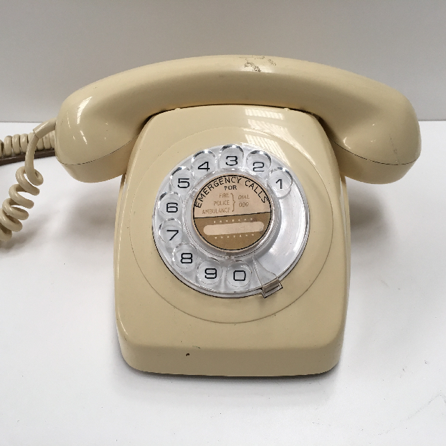 PHONE, Telephone 1970s Cream Rotary Dial